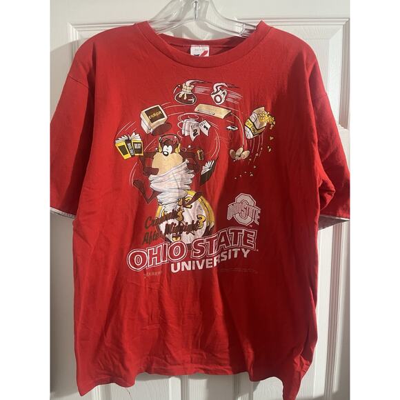 Vintage Tasmanian Devil OSU Shirt Sz L Red Ohio State 90’s NCAA Big Ten - Picture 1 of 6